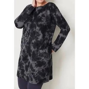 NWT J. Jill Pure Jill Cloud Tie-Dyed Knit Dress Black Gray Petite Medium PM